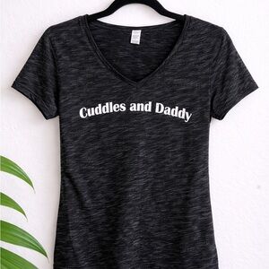 District Charcoal Heather V-Neck Tee with White Logo